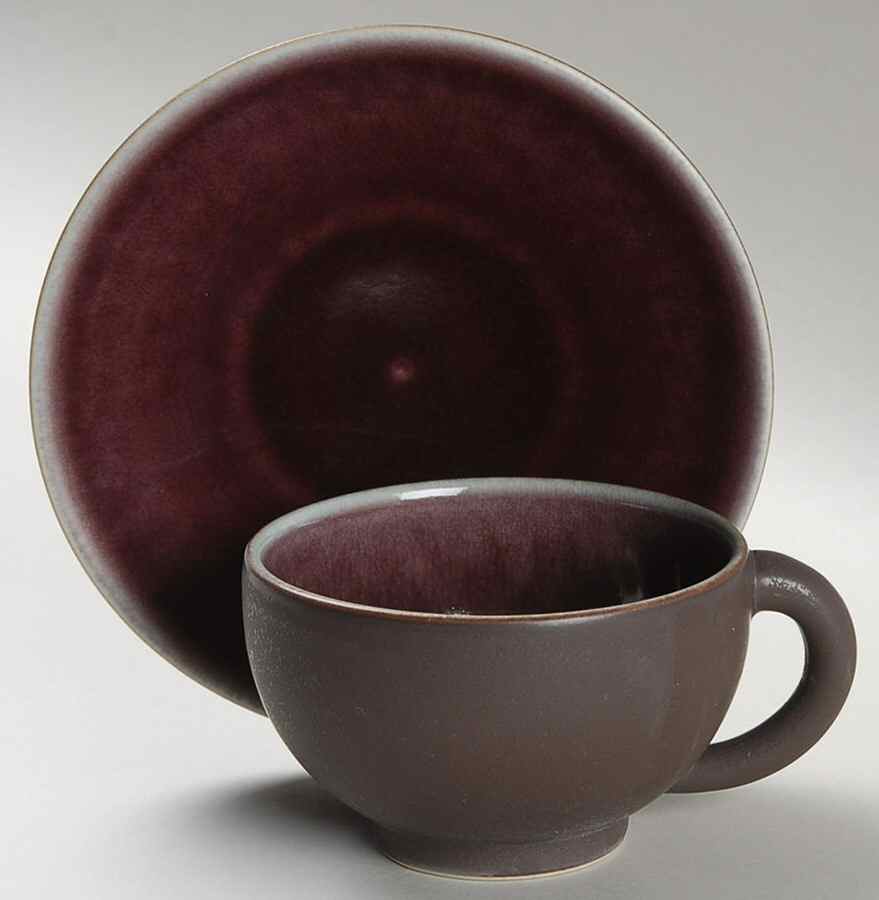 Tourron Eggplant Flat Cup & Saucer Set by Jars-France-1