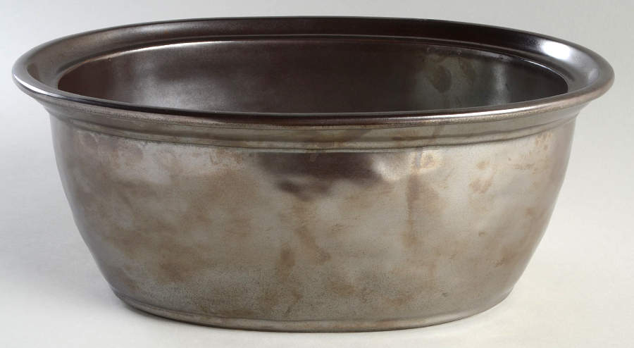 Pewter Stoneware 3 Qt Oval Covered Casserole No Lid by Juliska Ceramics-1