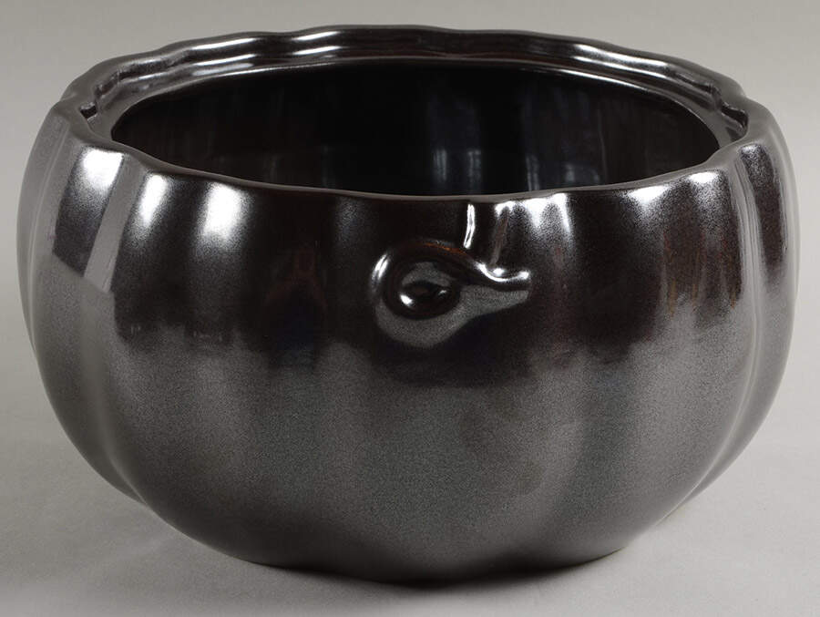 Pewter Stoneware Figural Pumpkin Bowl No Lid by Juliska Ceramics-1