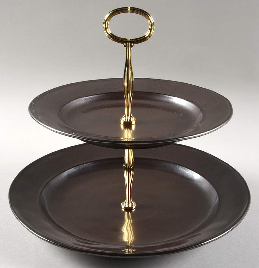 Pewter Stoneware 6 5/8"-10"  2 Tiered Serving Tray (Dp, Sp) HC by Juliska Ceramics-1