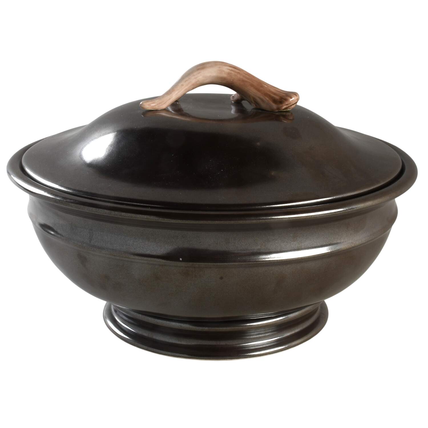 Pewter Stoneware Round Covered Vegetable by Juliska Ceramics-1