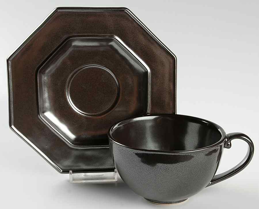Pewter Stoneware Flat Cup & Saucer Set by Juliska Ceramics-1
