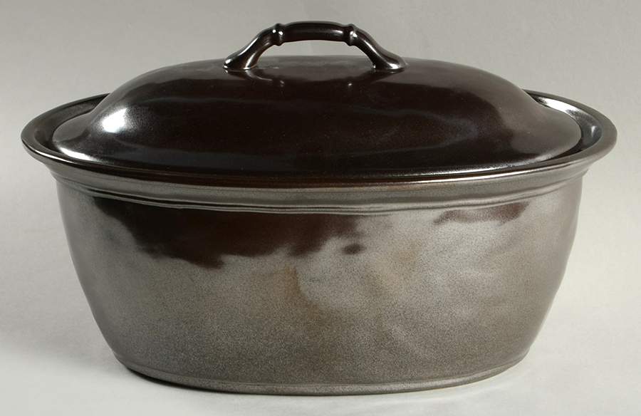 Pewter Stoneware 2.5 Quart Oval Covered Casserole by Juliska Ceramics-1