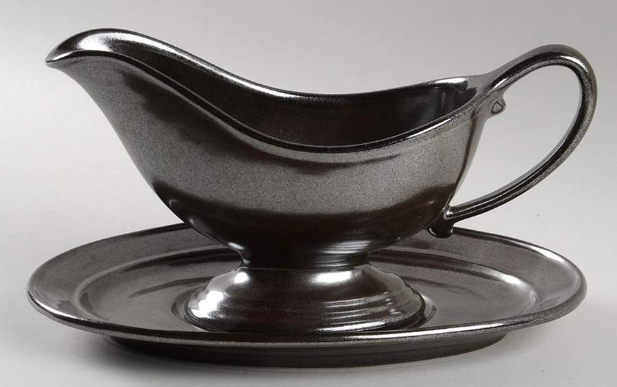 Pewter Stoneware Open Sauce Boat & Underplate by Juliska Ceramics-1