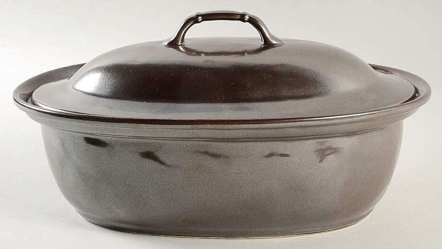 Pewter Stoneware 4 Qt Oval Covered Casserole by Juliska Ceramics-1