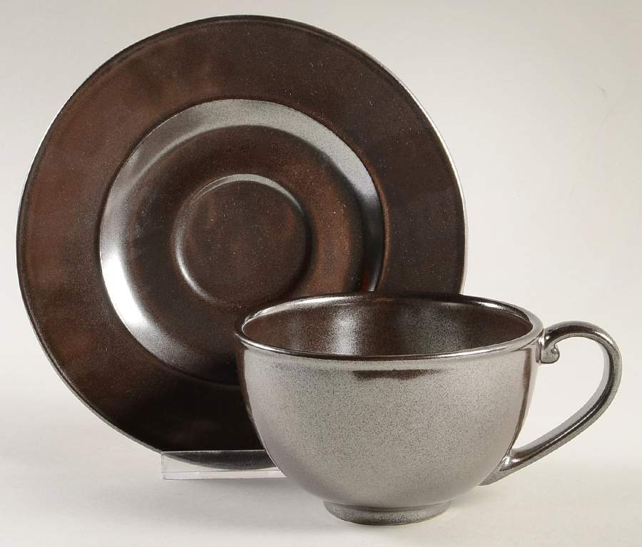 Pewter Stoneware Flat Cup & Saucer Set by Juliska Ceramics-1