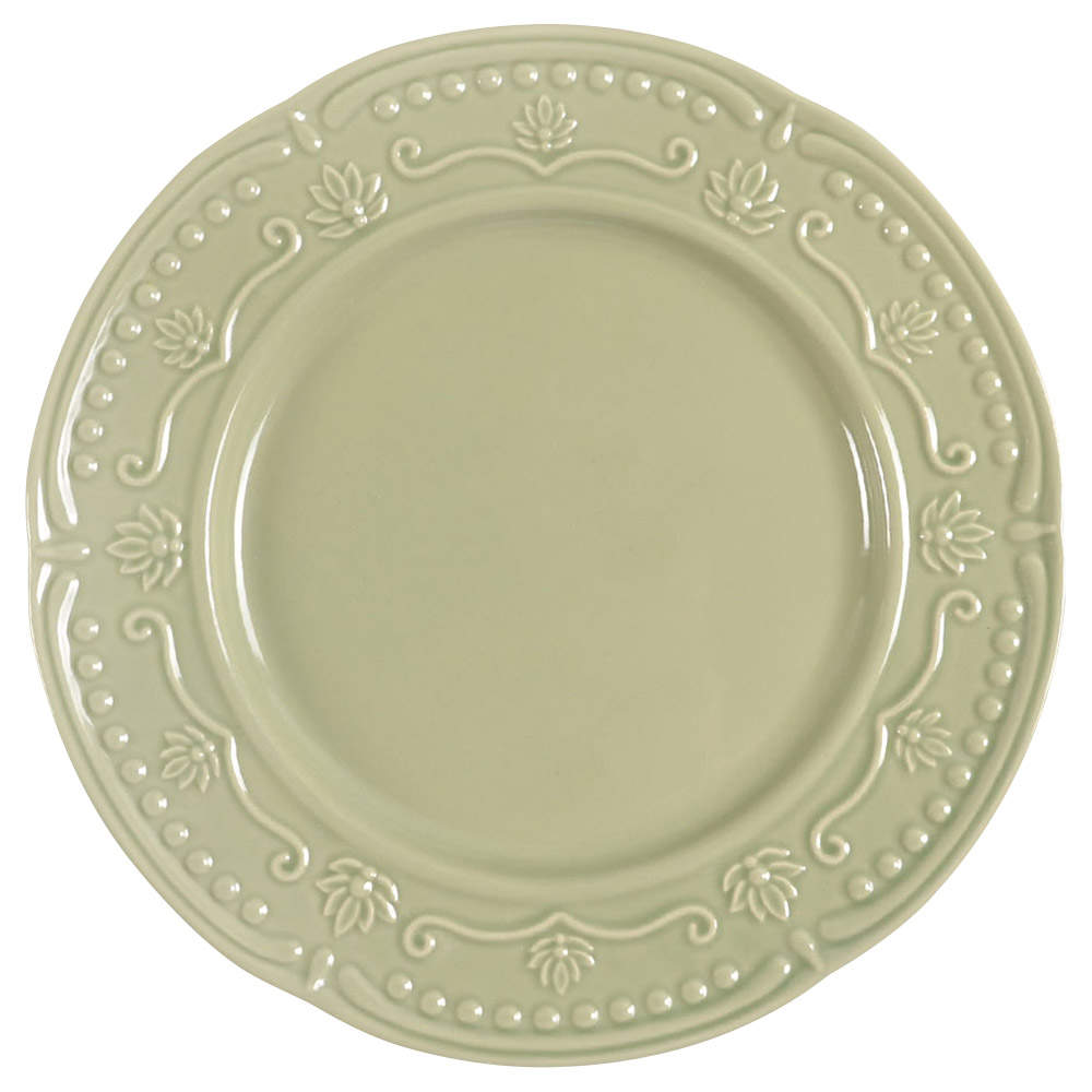 Scalloped Floral Green Dinner Plate by Jaclyn Smith-1