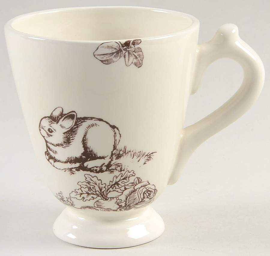 Bunny Toile Brown Footed Mug by Jay Willfred-1