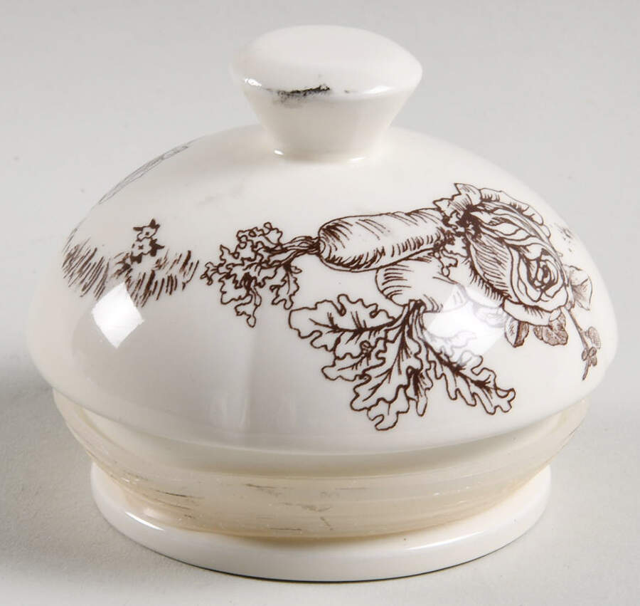 Bunny Toile Brown Lid for Small Canister by Jay Willfred-1