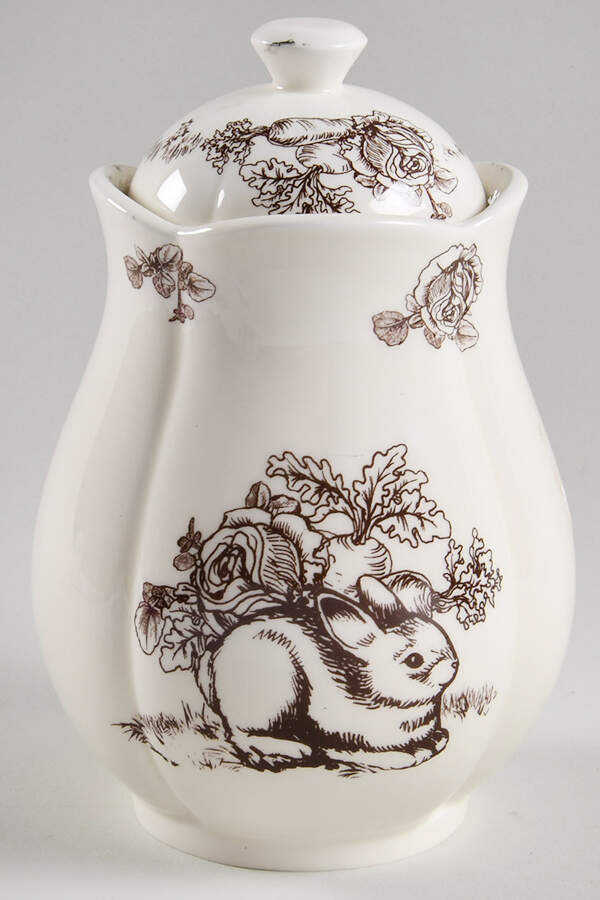 Bunny Toile Brown Small Canister & Lid by Jay Willfred-1