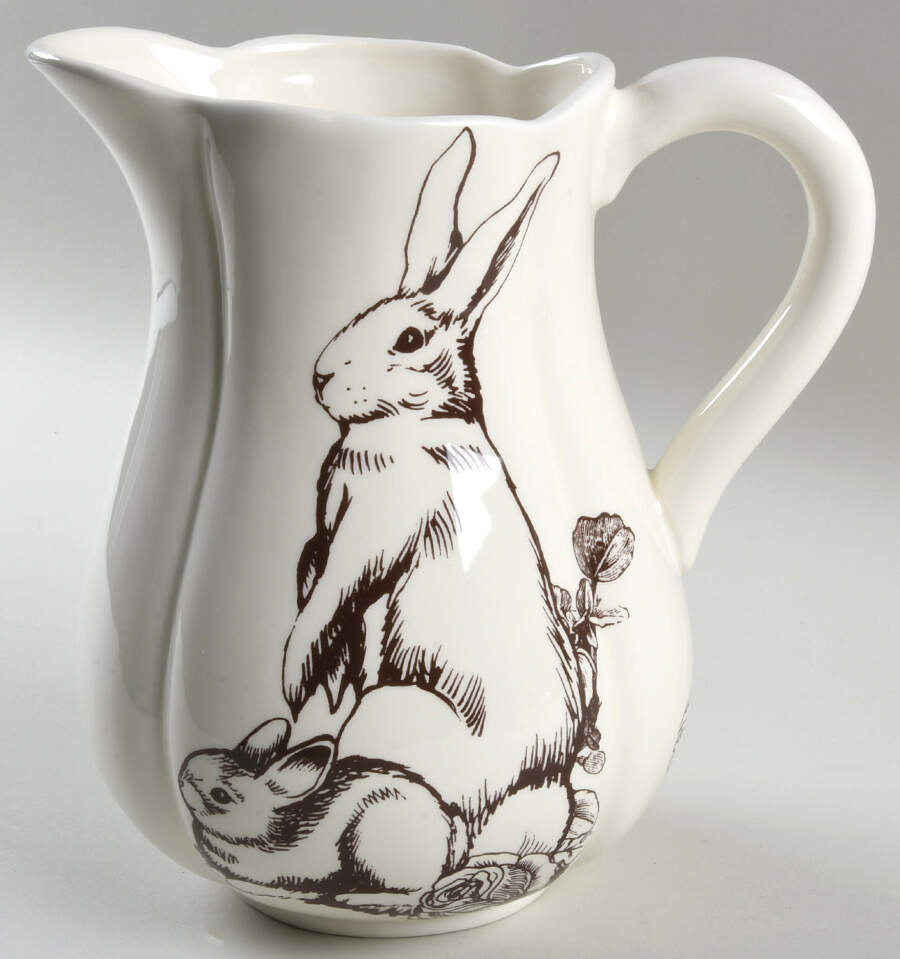Bunny Toile Brown 60 Oz Pitcher by Jay Willfred-1