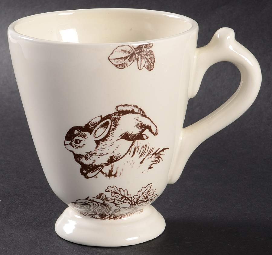 Bunny Toile Brown Footed Mug by Jay Willfred-1