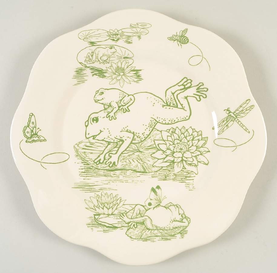 Frog Toile Dinner Plate by Jay Willfred-1