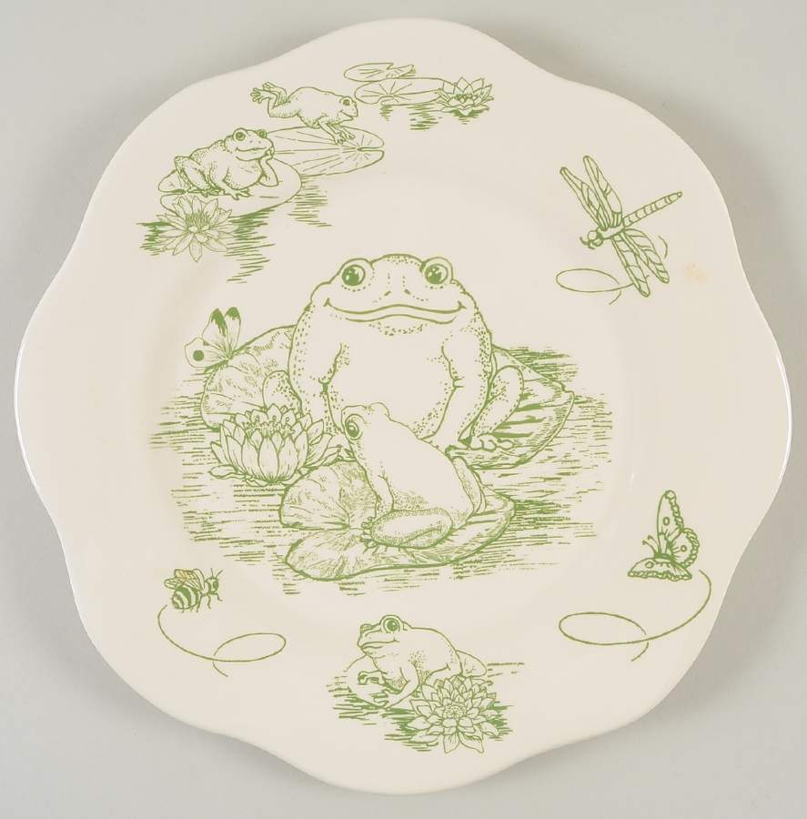 Frog Toile Dinner Plate by Jay Willfred-1