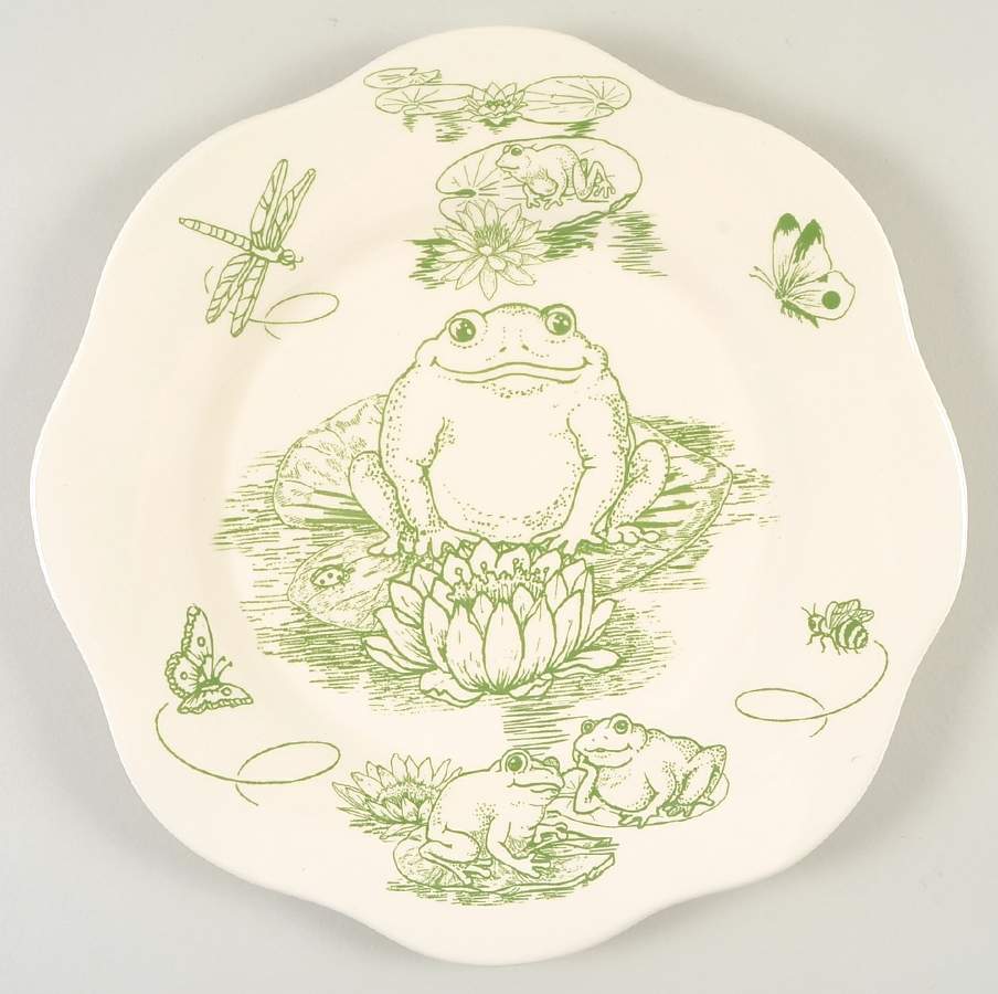 Frog Toile Dinner Plate by Jay Willfred-1