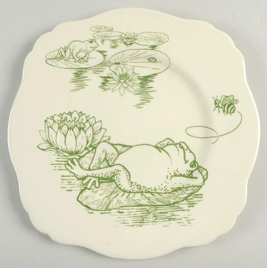 Frog Toile Square Luncheon Plate by Jay Willfred-1