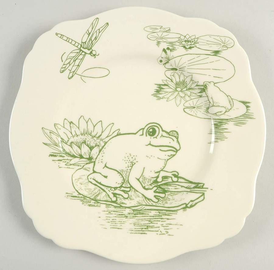 Frog Toile Square Luncheon Plate by Jay Willfred-1