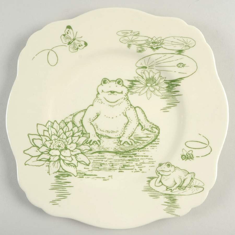 Frog Toile Square Luncheon Plate by Jay Willfred-1
