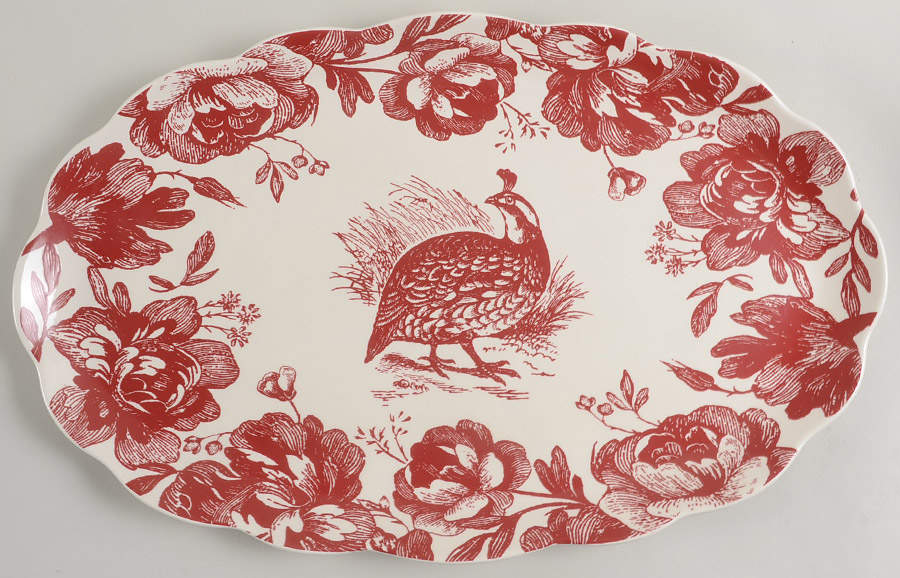 Woodland Toile 19" Oval Serving Platter by Jay Willfred-1