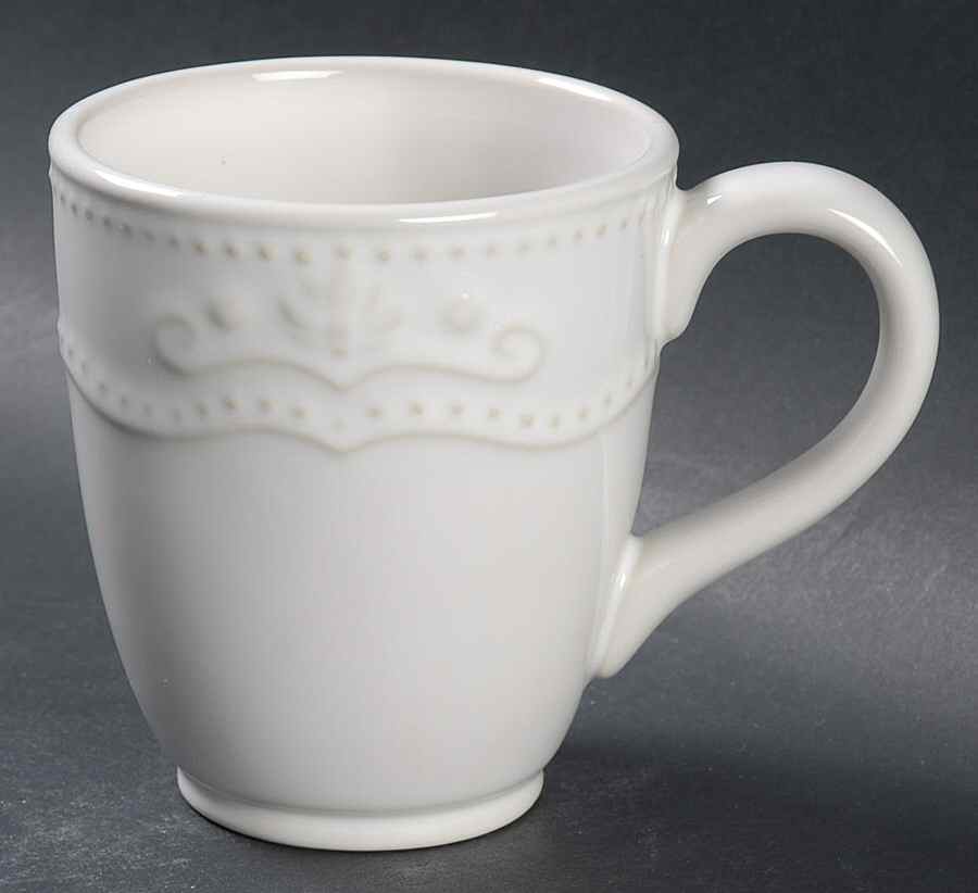 Scalloped Floral White Mug by Jaclyn Smith-1