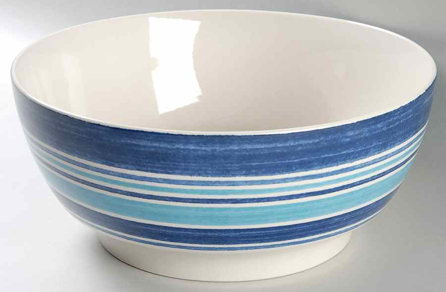 Farmhouse Blue Stripe 9" Salad Serving Bowl by Johnson Brothers-1
