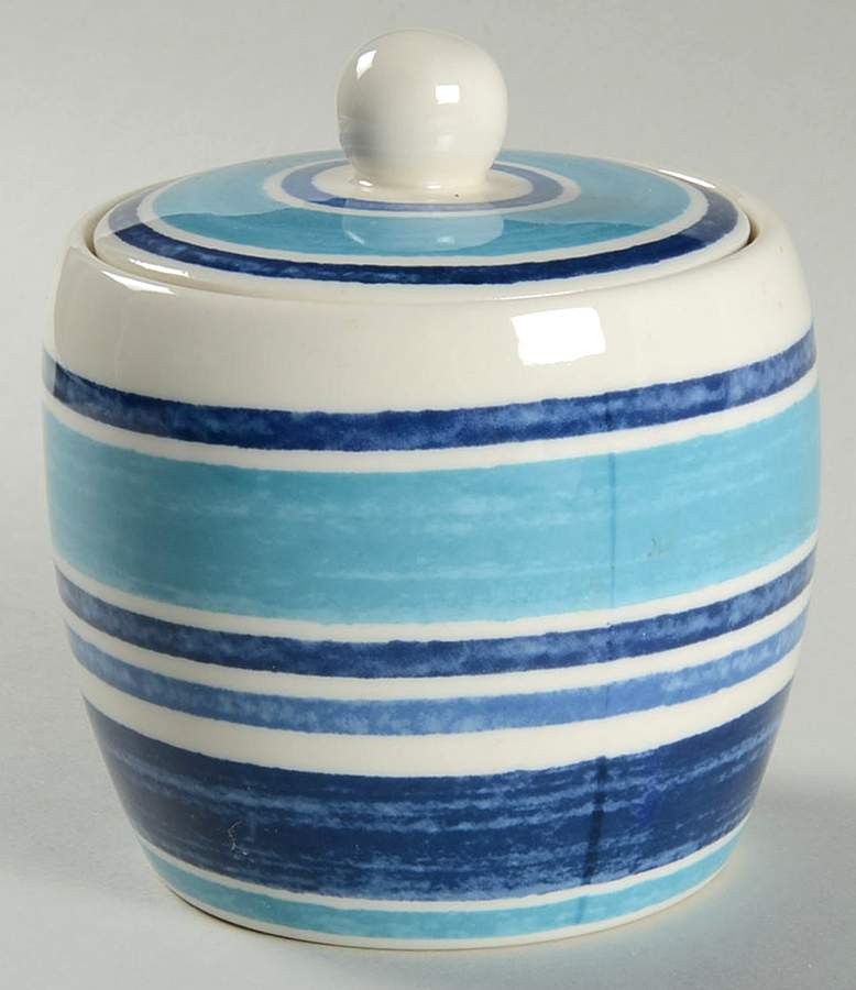 Farmhouse Blue Stripe Sugar Bowl & Lid by Johnson Brothers-1