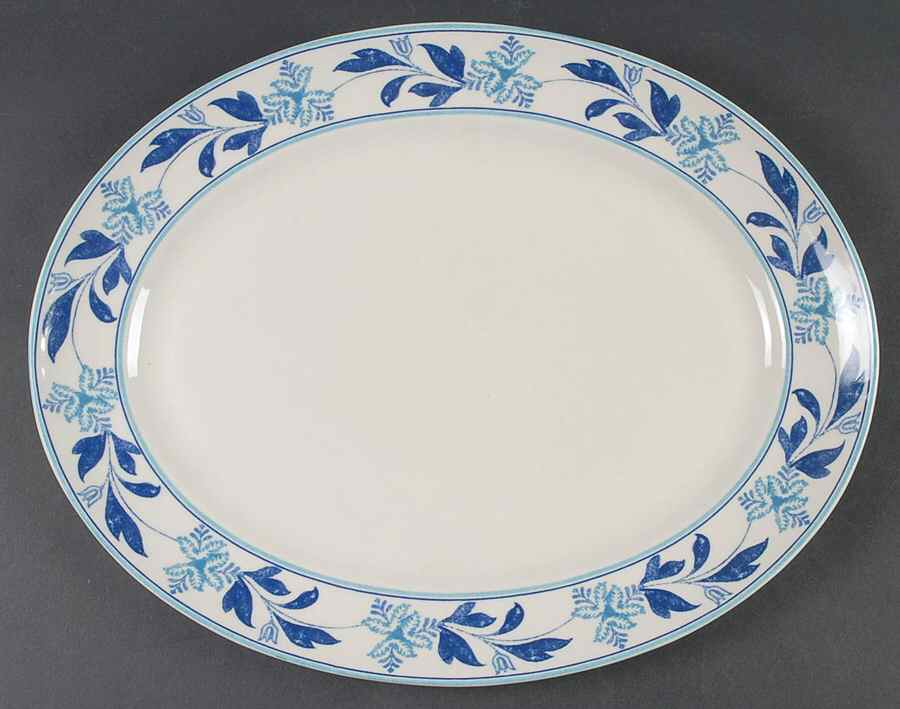 Farmhouse Blue Fern 13" Oval Serving Platter by Johnson Brothers-1