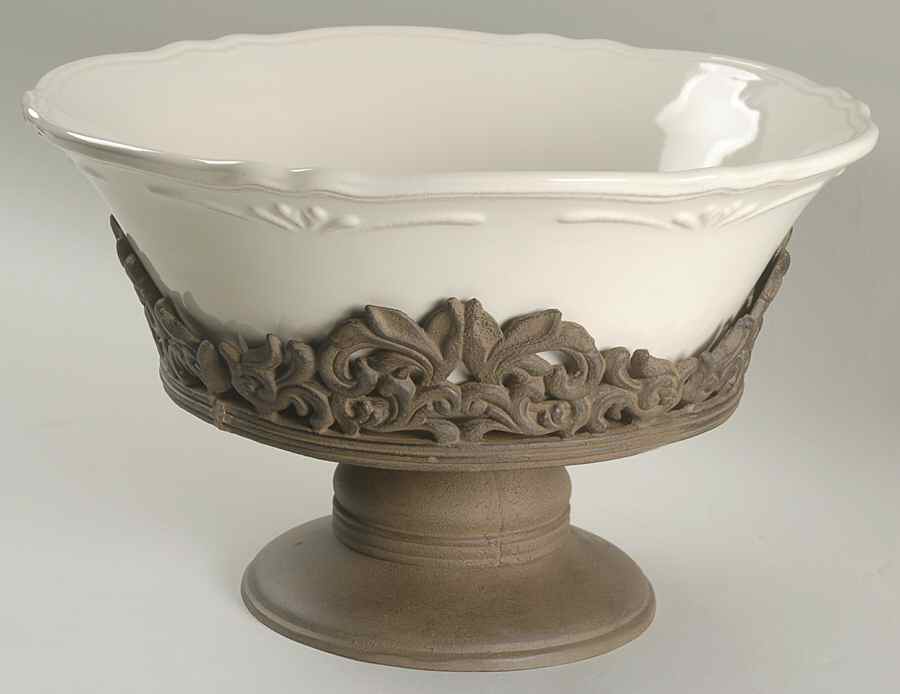 Corvella Ivory 12" Salad Serving Bowl & Metal Stand by JCPenney-1