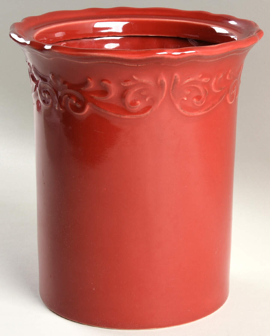 Corvella Red Large Canister, No Lid Or Metal Stand by JCPenney-1