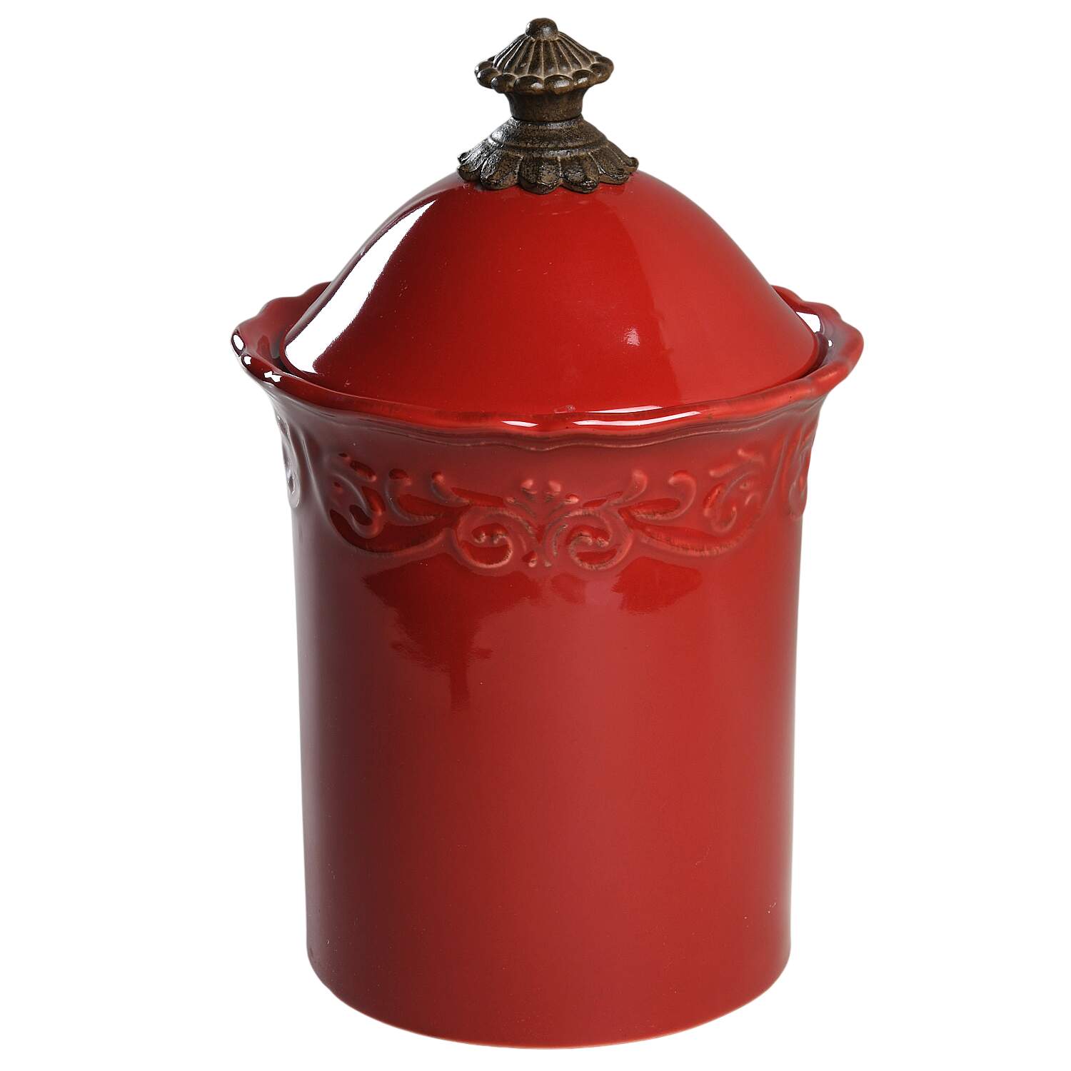 Corvella Red Medium Canister & Lid No Metal Stand by JCPenney-1
