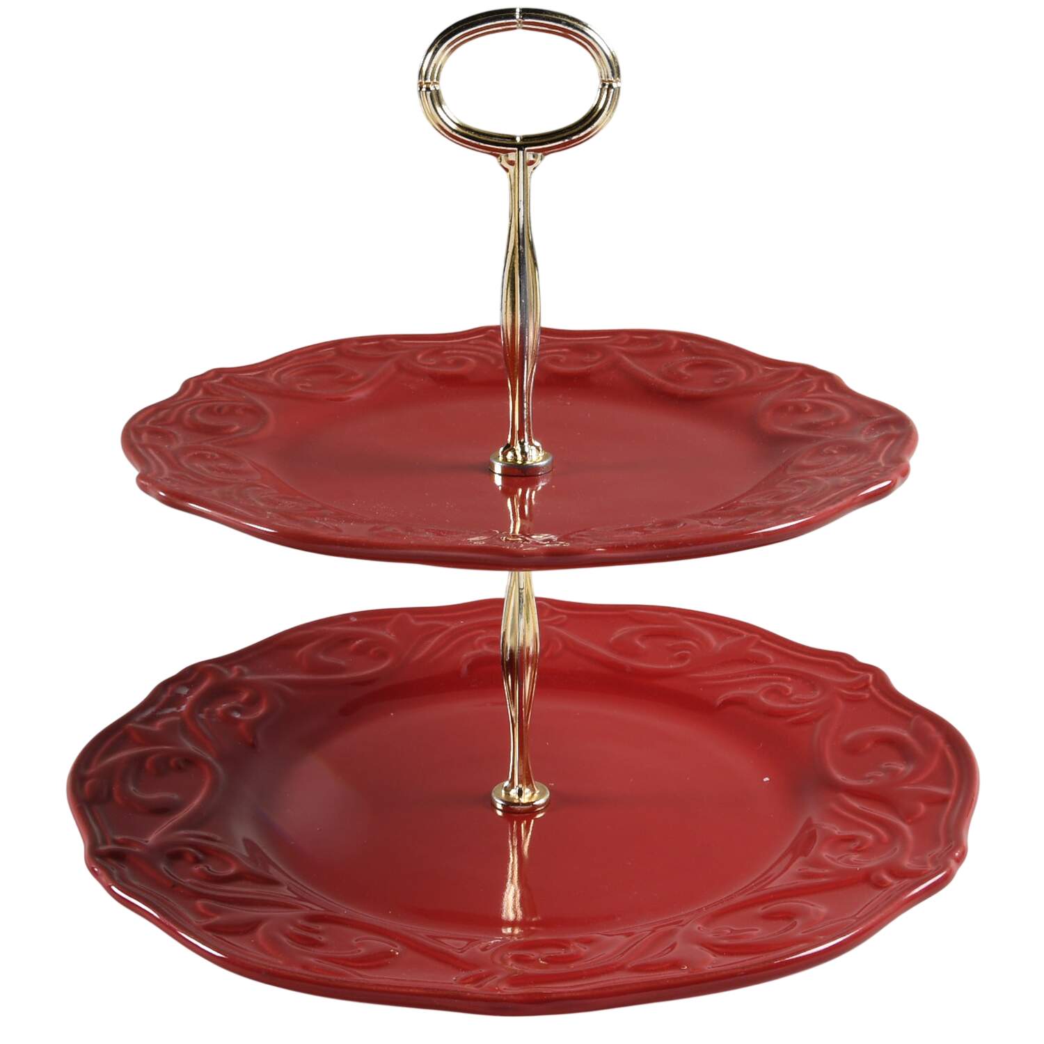 Corvella Red 6 5/8"-10"  2 Tiered Serving Tray (Dp, Sp) HC by JCPenney-1