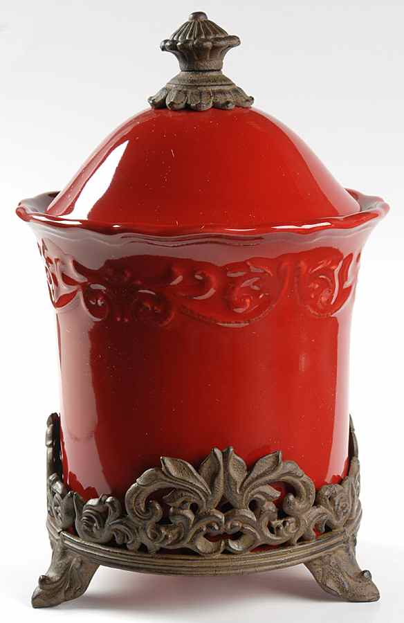 Corvella Red Small Canister w/Mtl Stand(Stand Fits All Canister by JCPenney-1