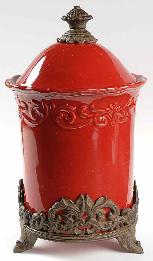 Corvella Red Medium Canister w/Mtl Stand(Std Fits All Canister) by JCPenney-1