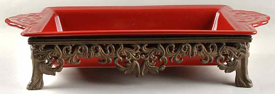 Corvella Red 19" Rectangular Baker w/Metal Stand by JCPenney-1