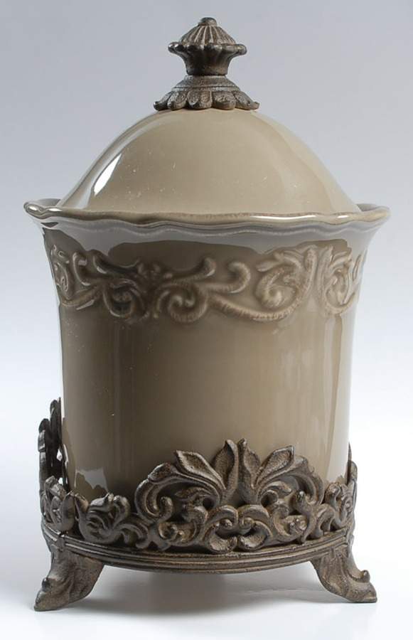 Corvella Taupe Small Canister w/Mtl Stand(Stand Fits All Canister by JCPenney-1