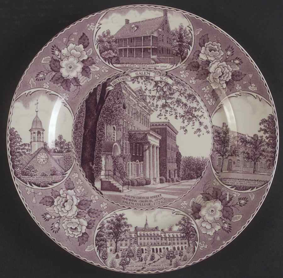 Historic Salem N.C. Mulberry Dinner Plate by Jonroth Studios-1