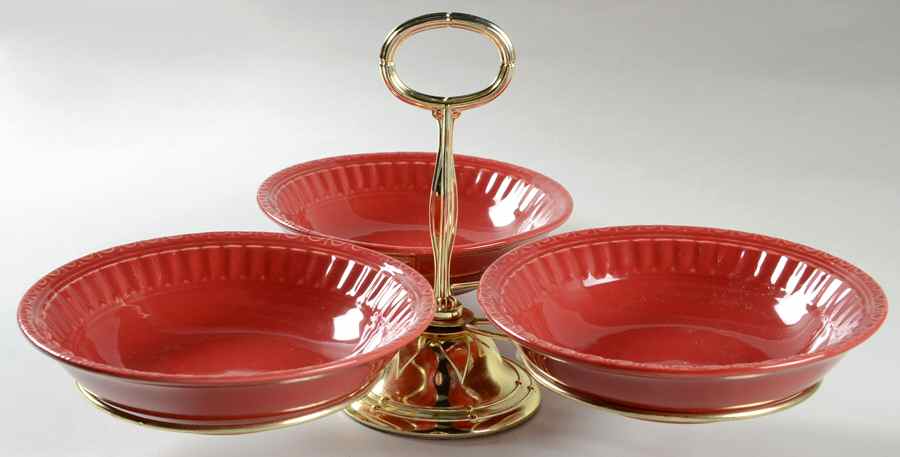 Italiana Red 7" x 12" 3-Part Relish & Metal Stand (CERC) HC by JCPenney-1