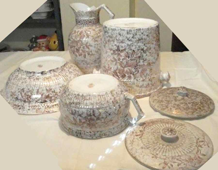 Floral Gold Large Pitcher & Bowl Set by Johnson Brothers-1