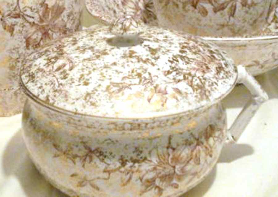 Floral Gold Chamber Pot & Lid by Johnson Brothers-1