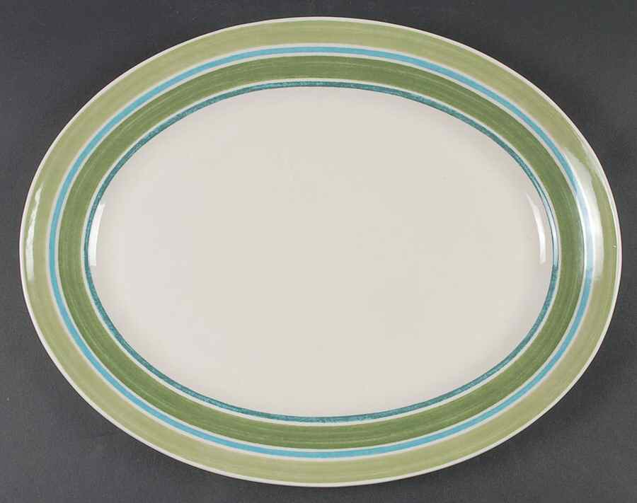 Woodland Stripe 13" Oval Serving Platter by Johnson Brothers-1
