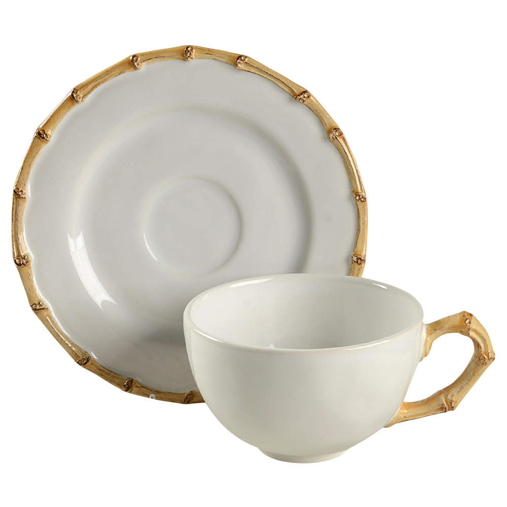 Classic Bamboo Flat Cup & Saucer Set by Juliska Ceramics-1