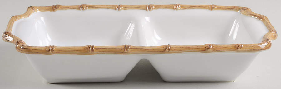 Classic Bamboo Rectangular Divided Vegetable Bowl by Juliska Ceramics-1