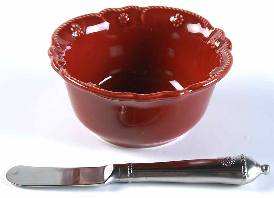 Jardins du Monde Ruby Dip Bowl & Spreader Set by Juliska Ceramics-1