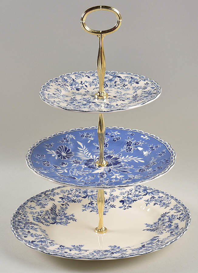 Devon Cottage 13 7/8"-14 1/4" 3-Tiered Serving Tray(DP,SP,BB) HC by Johnson Brothers-1