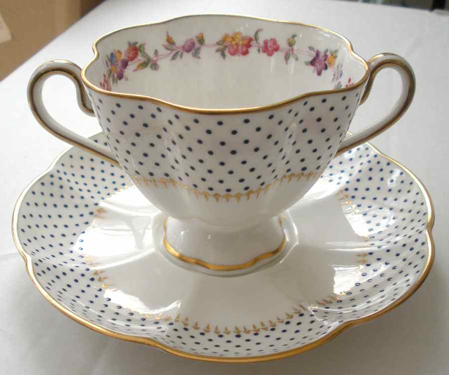 19056 Footed Cream Soup Bowl & Saucer Set by George Jones & Sons-1