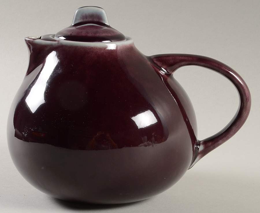 Tourron Eggplant and White Teapot & Lid by Jars-France-1