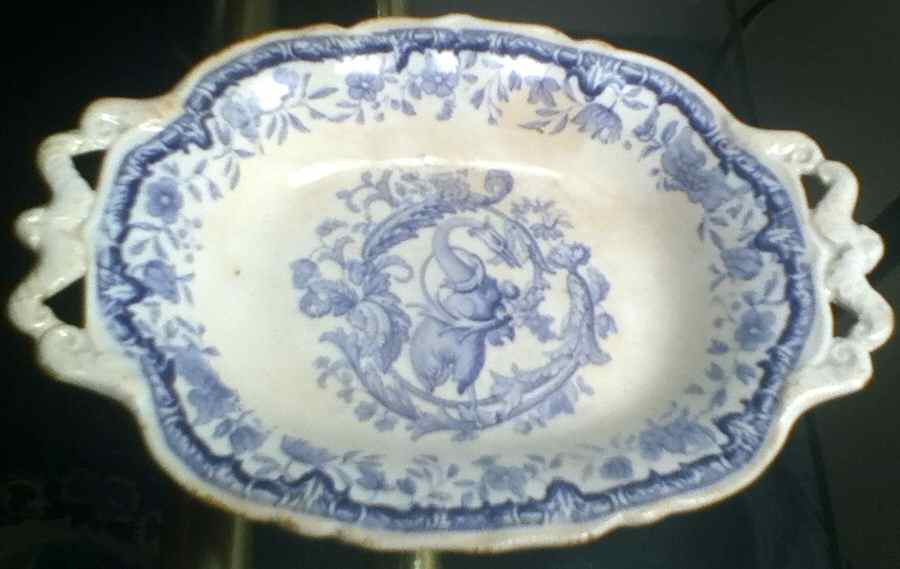 Pompeii Blue 10" Oval Vegetable Bowl by John Rogers & Son-1