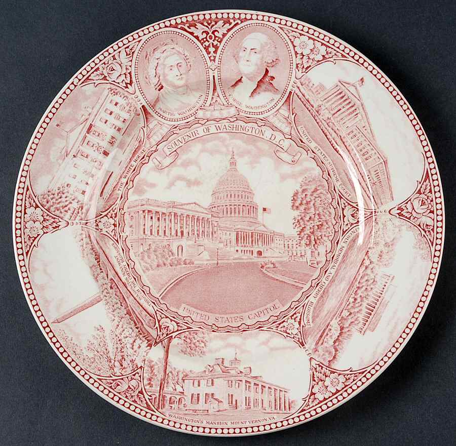 Souvenir of Washington, D.C. Red Dinner Plate by Jonroth Studios-1