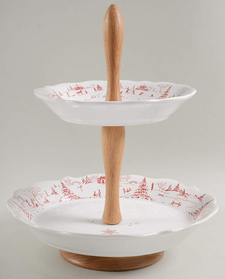Country Estate Winter Holiday 2-Tier Serving Tray by Juliska Ceramics-1