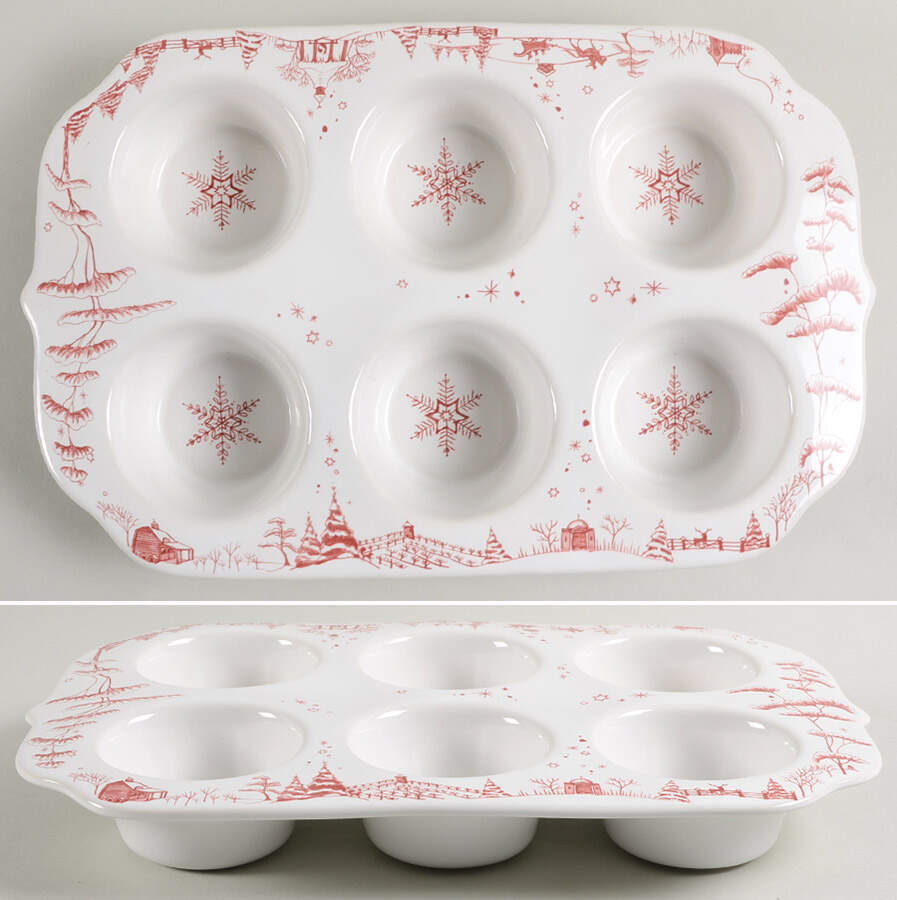 Country Estate Winter Holiday Muffin Pan (Holds 6 Muffins) by Juliska Ceramics-1